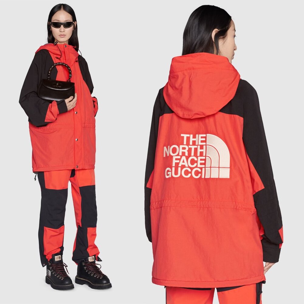 GUCCI JACKET THE NORTH FACE X WINDBREAKER RED BLACK LOGO size S (165 / 88Y)